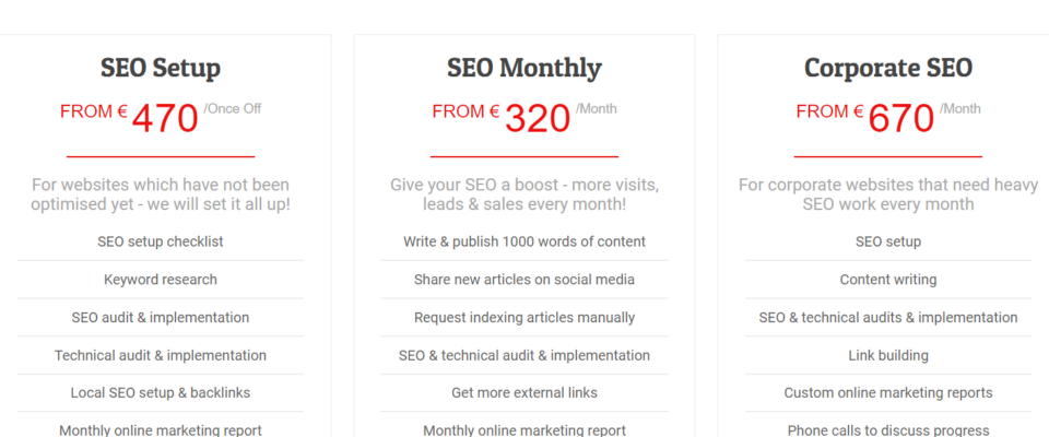 3R Seo Packages Prices Dublin