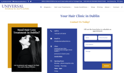 Universal Hair Clinic Dublin Webdesign Preview